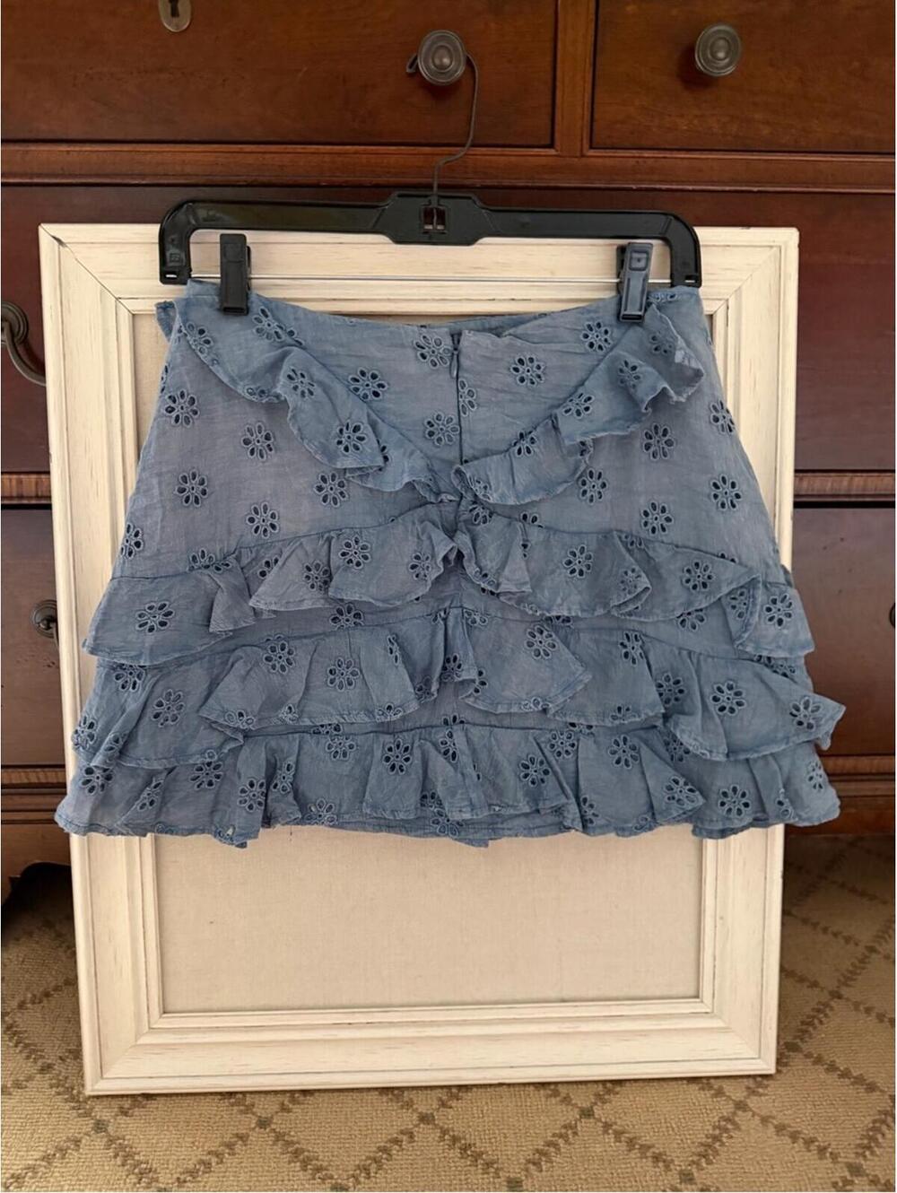 Tularosa Laura Skort in Blue eyelet S back zip